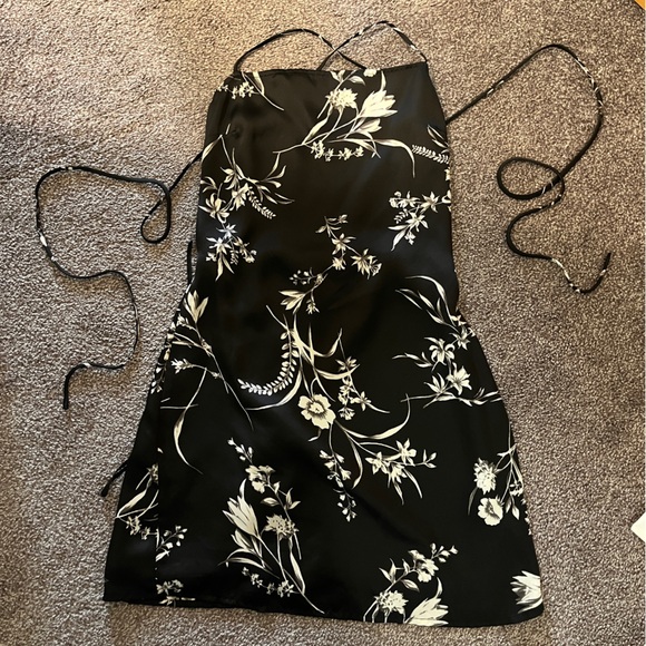 Lulu's Black Dress with White Floral Pattern - Picture 4 of 5
